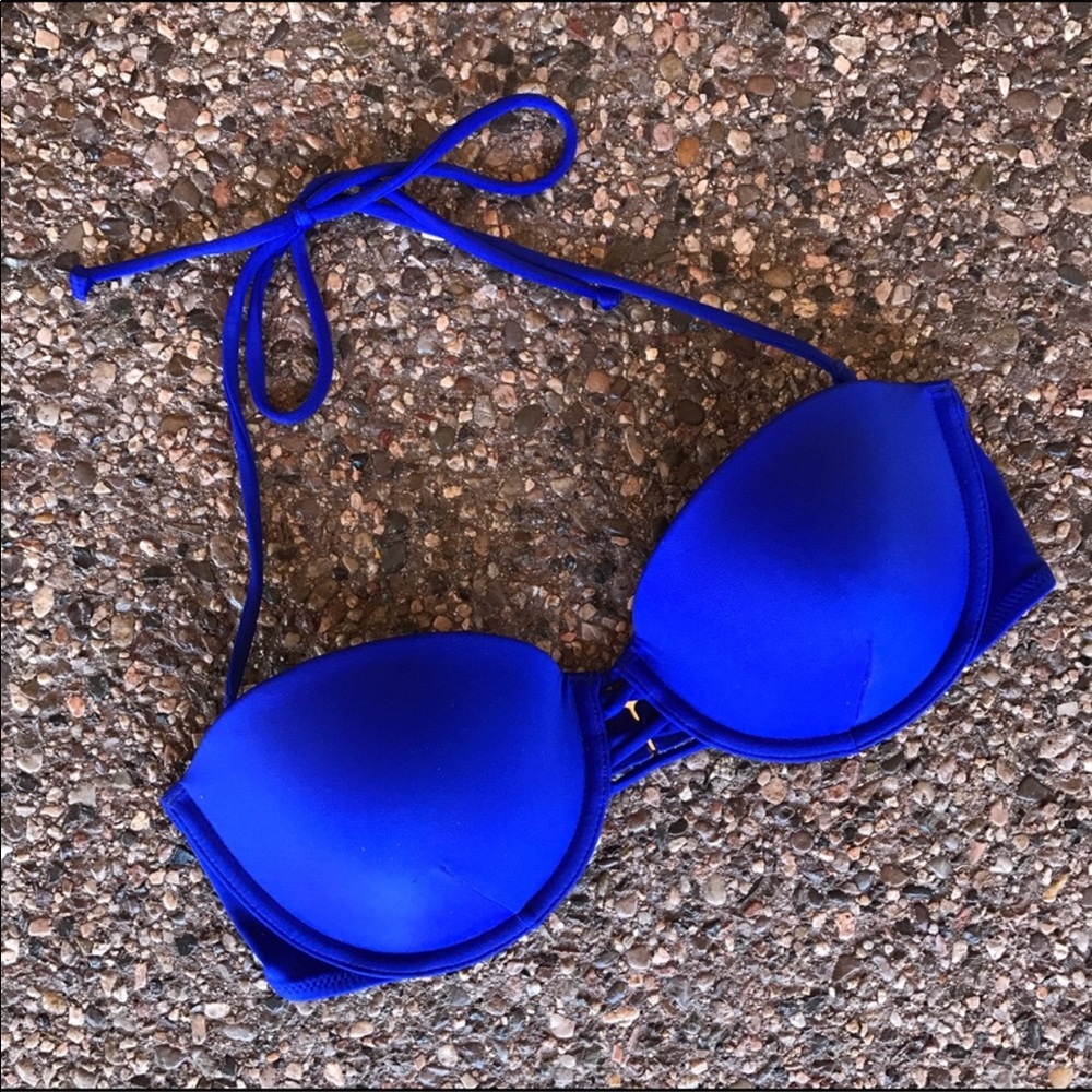 Bright blue bikini top